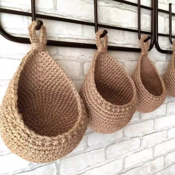 Handmade Jute Hanging Basket Storage Bag - Image 5