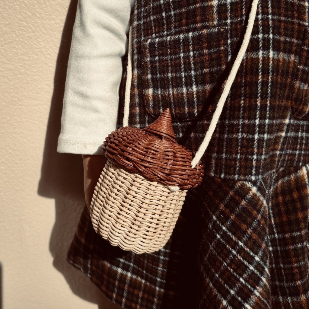 Mini Rattan Acorn Crossbody Basket Bag