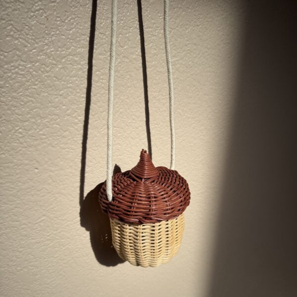 Mini Rattan Acorn Crossbody Basket Bag