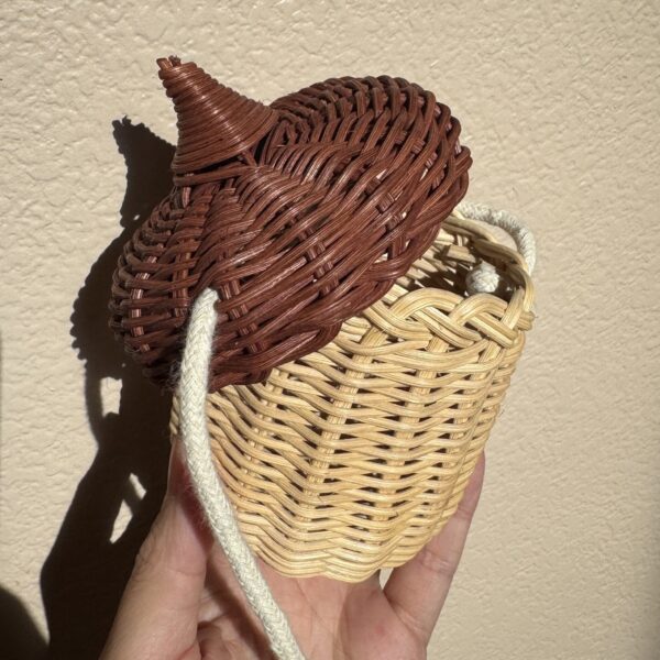 Mini Rattan Acorn Crossbody Basket Bag